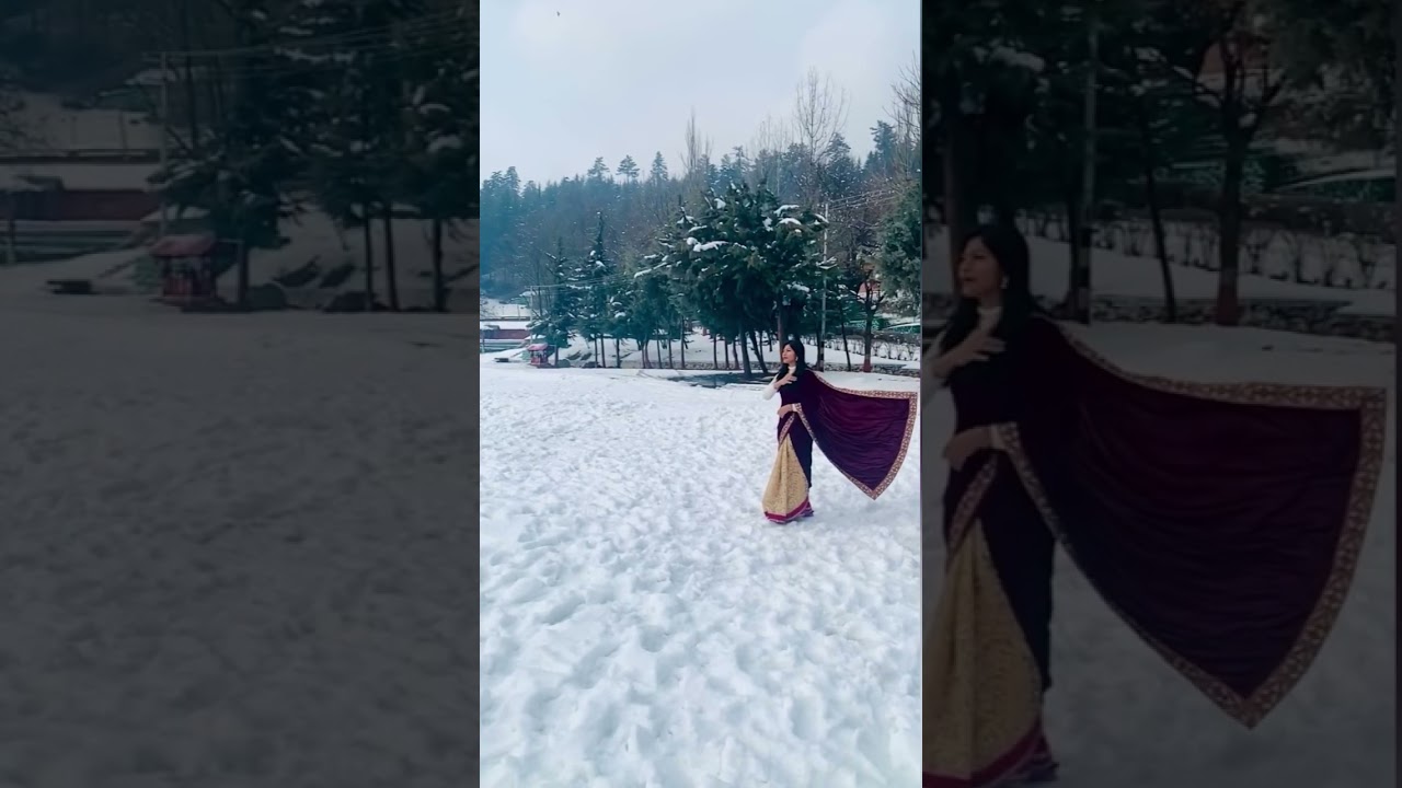Bollywood kind of feels 😁 #snow #saree