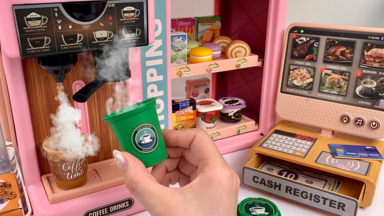 [🐰toy asmr🐰] Coffee Machine Cash Register PlaySet ASMR Satisfying with Unboxing | Review Toys