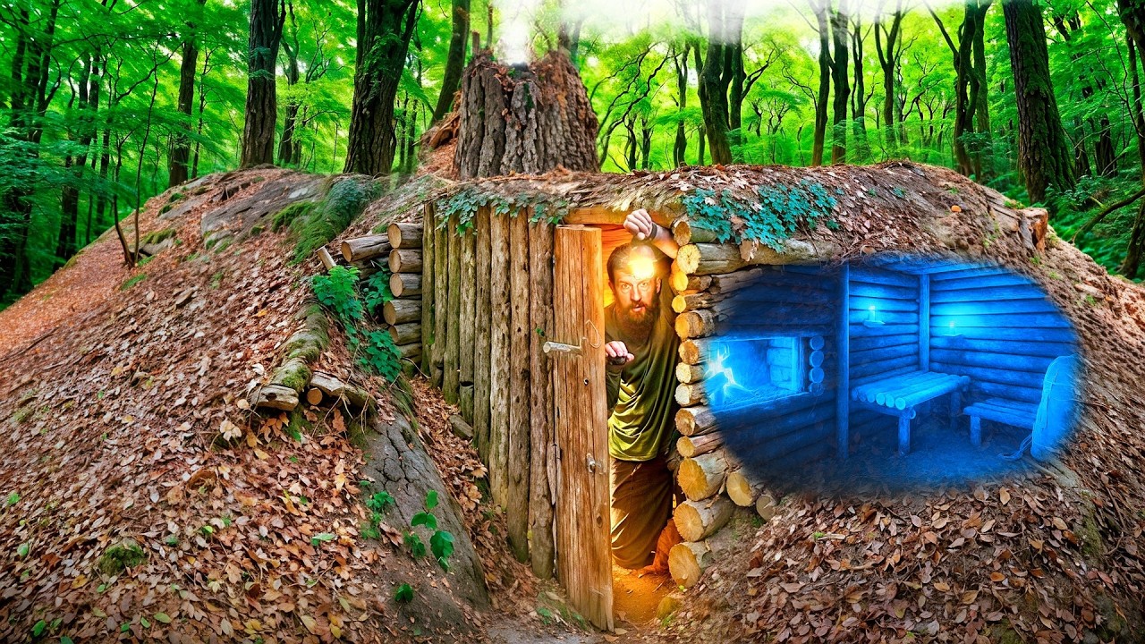 Building a SECRET DUGOUT with a survival stove. | Bushcraft