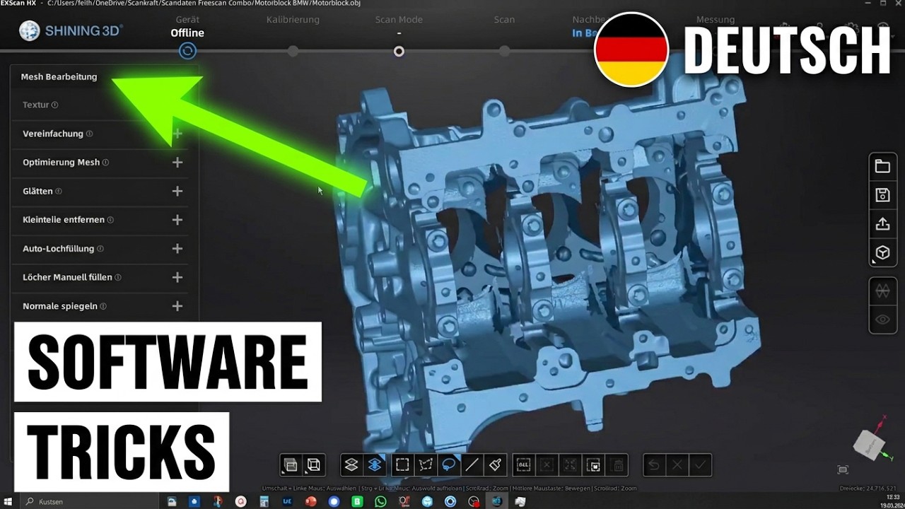 3D Scandaten Nachbearbeitung mit Shining 3D Scanner Software