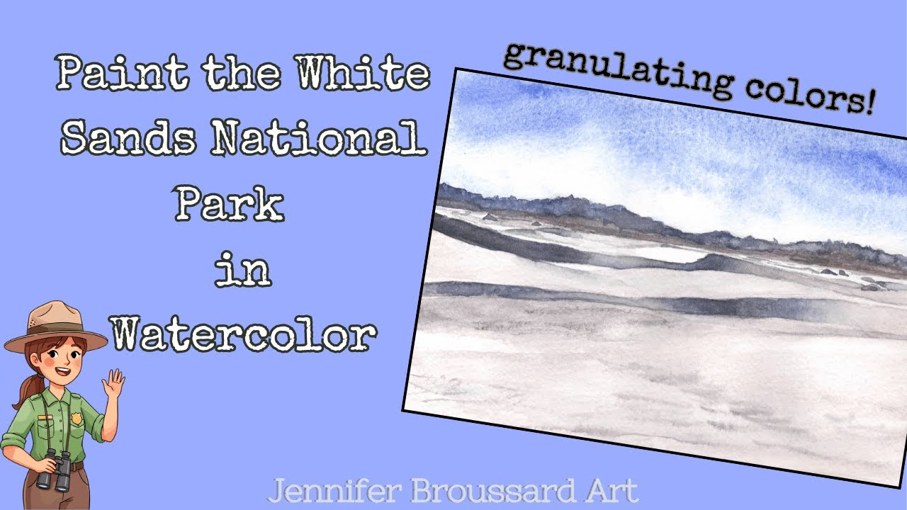 White Sands National Park Watercolor Painting Tutorial with Granulating Colors