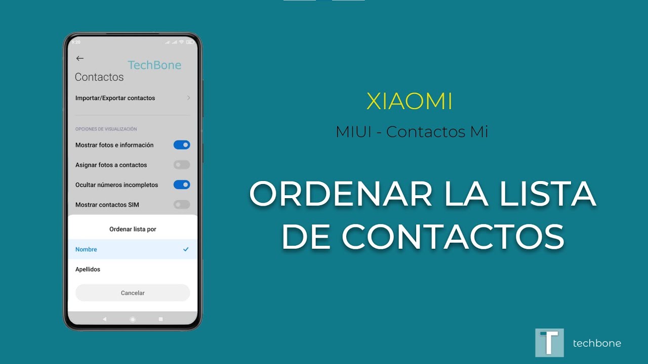 Ordenar lista de contactos - Xiaomi [Mi Contactos]