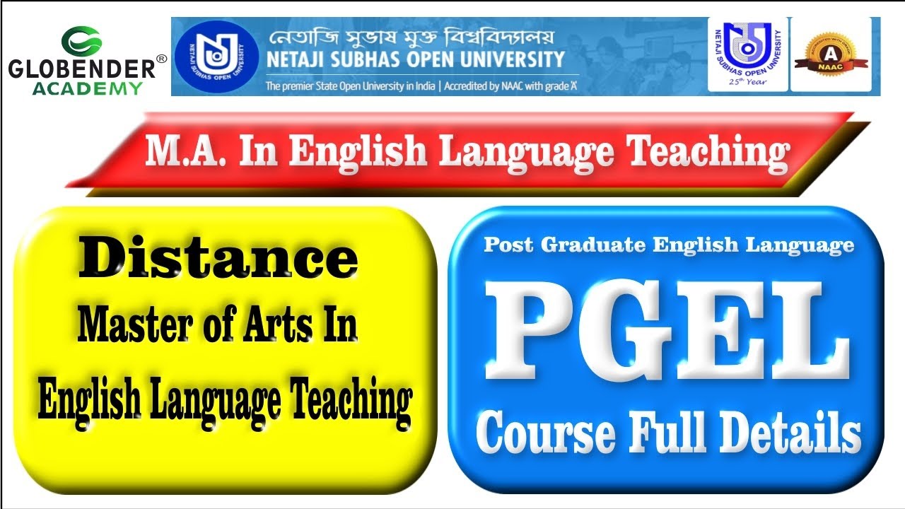 Nsou MA English language Teaching PGEL Nsou PG Course Admission Distance Netaji Subhas Open