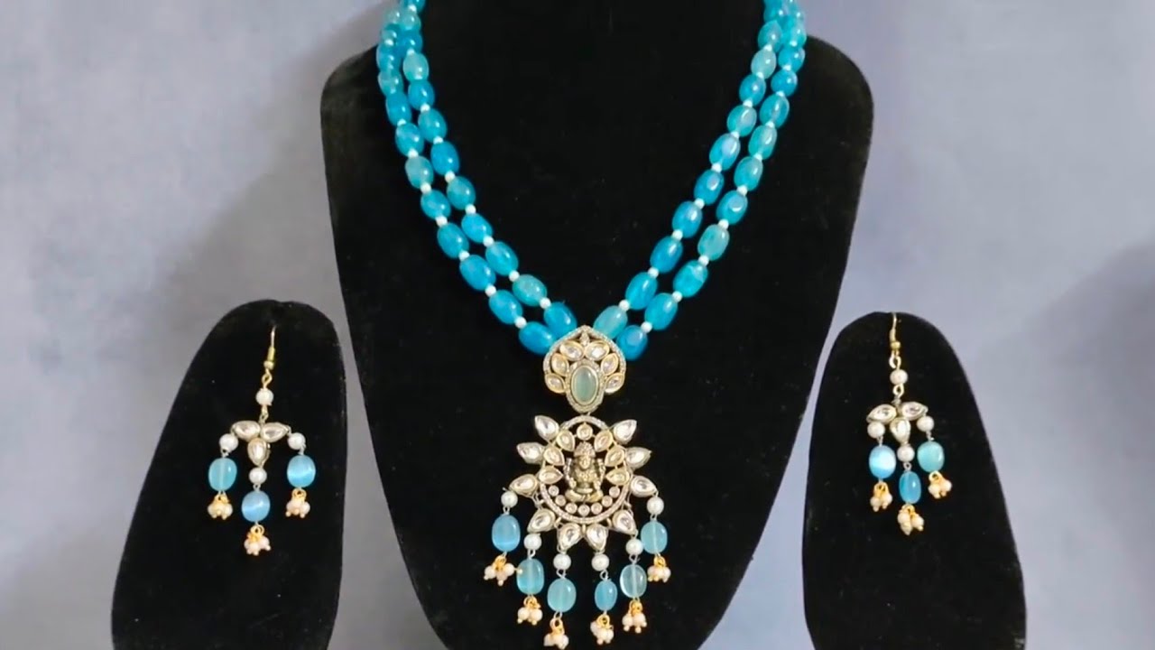 Laxmi pendant necklace set making with easy steps