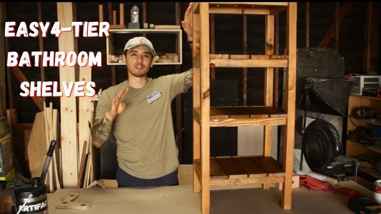 EASY DIY Bathroom Shelves! 4-Tier Standing Shelf