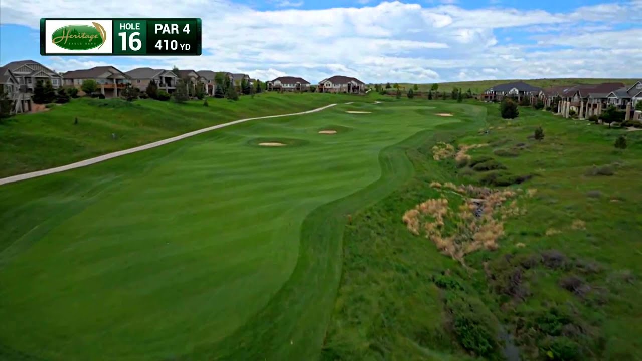 Hole 16 Aerial Video Heritage Eagle Bend Golf Club Aurora   Denver Colorado