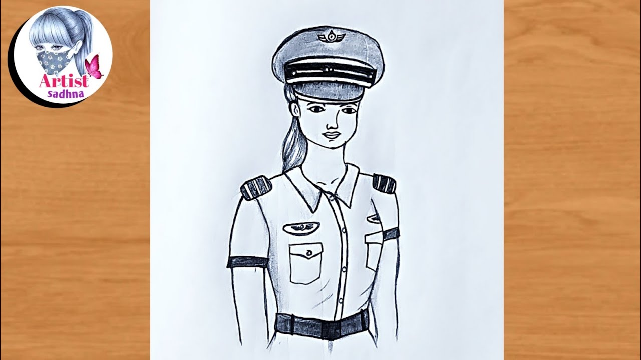 How to draw a pilot girl // Easy drawing for beginners // Pilot girl drawing easy