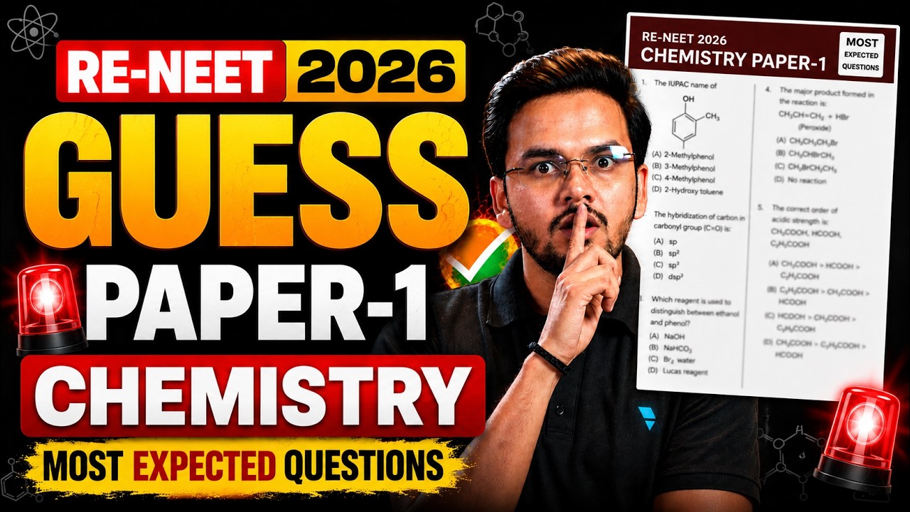 RE-NEET 2026 Chemistry GUESS PAPER-1 | 45 Most Expected Questions | Shikhar Sir