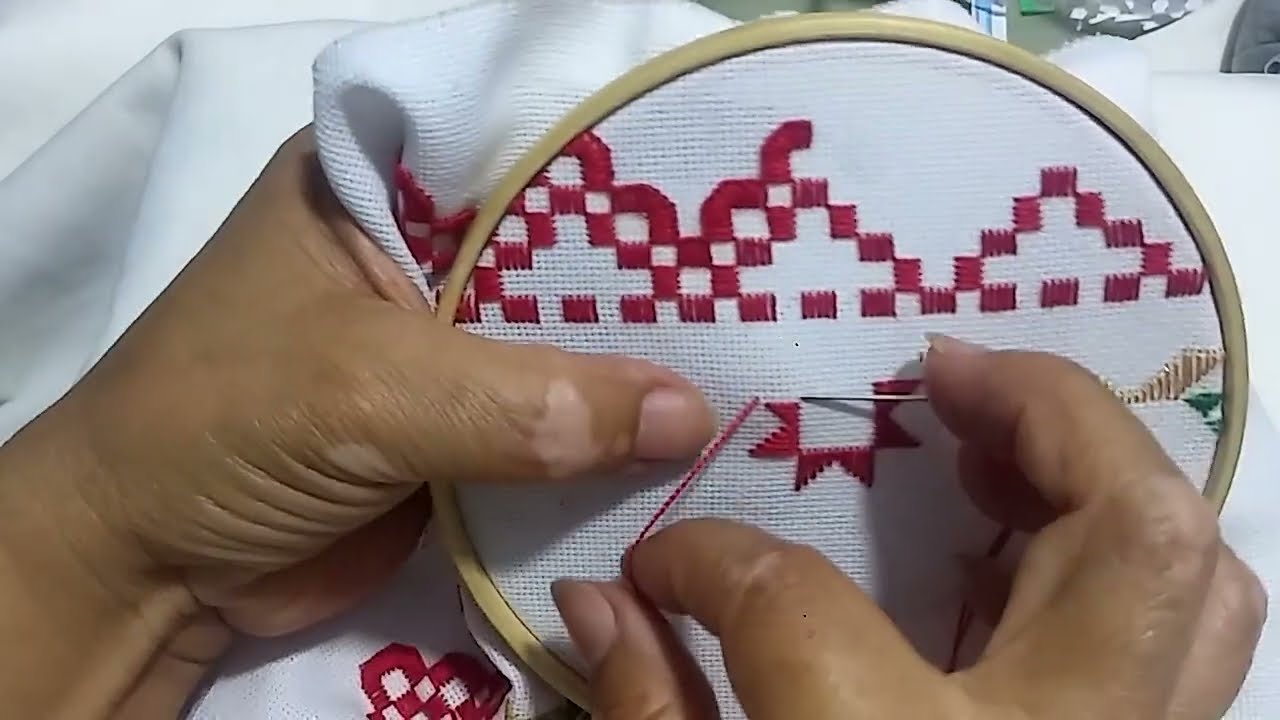 Bordado Hardanger Navidad. Mantel Parte 10 🎄🎄