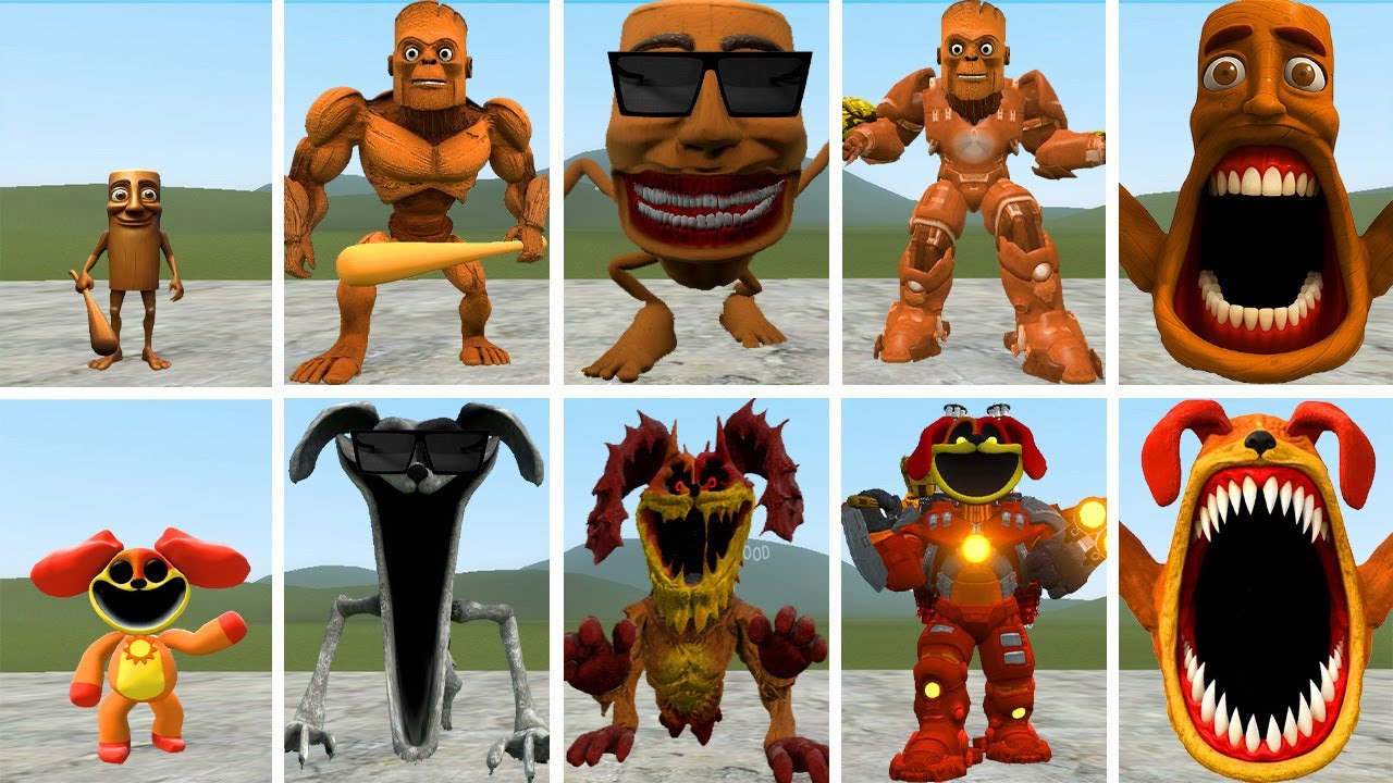 HELLO: ALL THE NEW EVOLUTIONARY FORMS OF THE TUNGTUNG SAHUR FAMILY VS THE DOGDAY FAMILY IN GMOD!