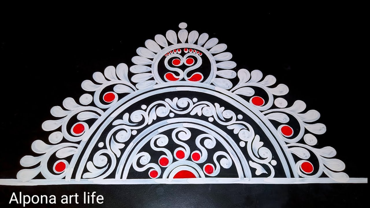 লক্ষ্মী পূজার জন্য চৌকাঠ আলপনা//door border alpona design for laxmi Puja/colour alpona