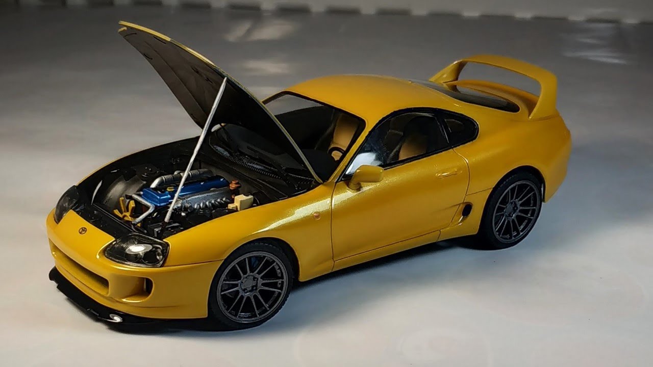 Building amazing Toyota Supra MkIV - Perfect model car in yellow pearl / Tamiya model 1/24