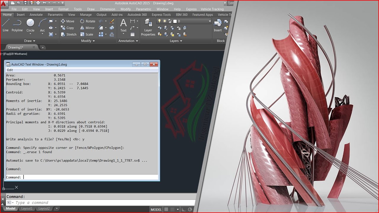 شرح الأمر MassProp على برنامج الأوتوكاد (MassProp command in Autocad)