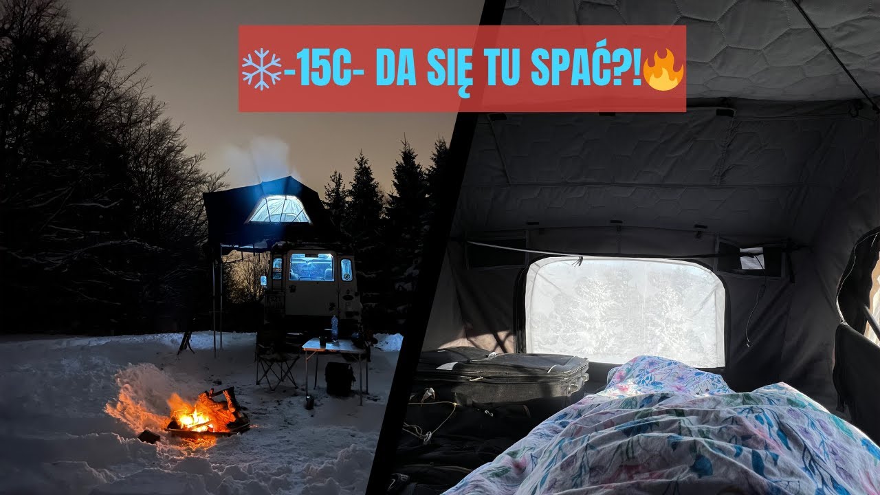 🔥 -15°C, śnieg i NAMIOT DACHOWY! Czy da się w tym spać zimą? ❄️ TEST w ekstremalnych warunkach!