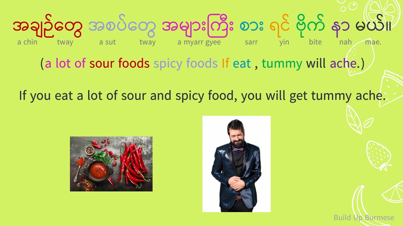 Part 2 - Food related vocabularies and phrases (Learn Burmese)