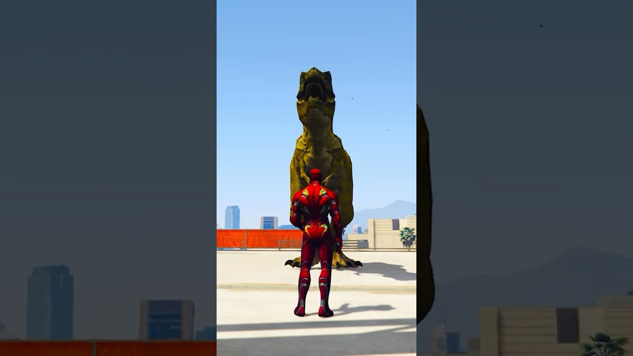 GTA V: IRON MAN HELPS T-REX 🥺 | 