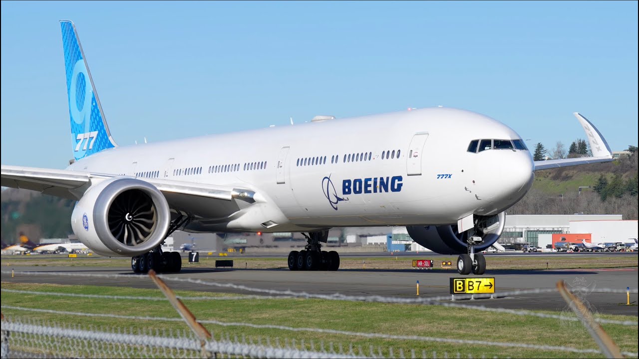 Boeing Company 777-9 Takeoff From Boeing Field