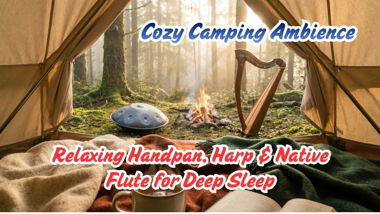 Cozy Camping Ambience | Relaxing Handpan, Harp & Native Flute for Deep Sleep