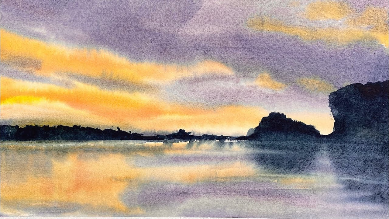 Watercolour Sunset Painting Tutorial