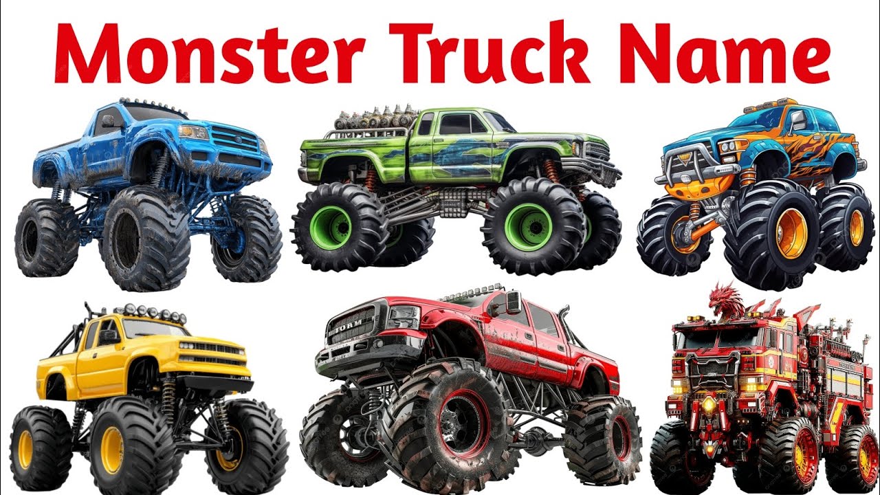 15 मॉन्स्टर ट्रक के नाम | Learn 15 Monster Truck Names in English and Hindi | Kids Learning