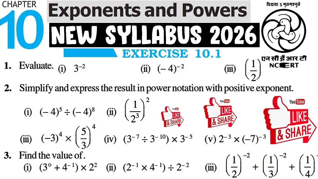 Ex 10.1 | Ch 10 Exponents and Powers | Class 8 Maths NCERT