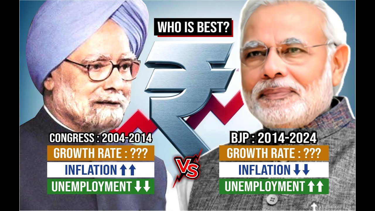 Modi vs Manmohan Economy Comparison : Growth Rate, Unemployment, Inflation | BJP vs Congress (India)