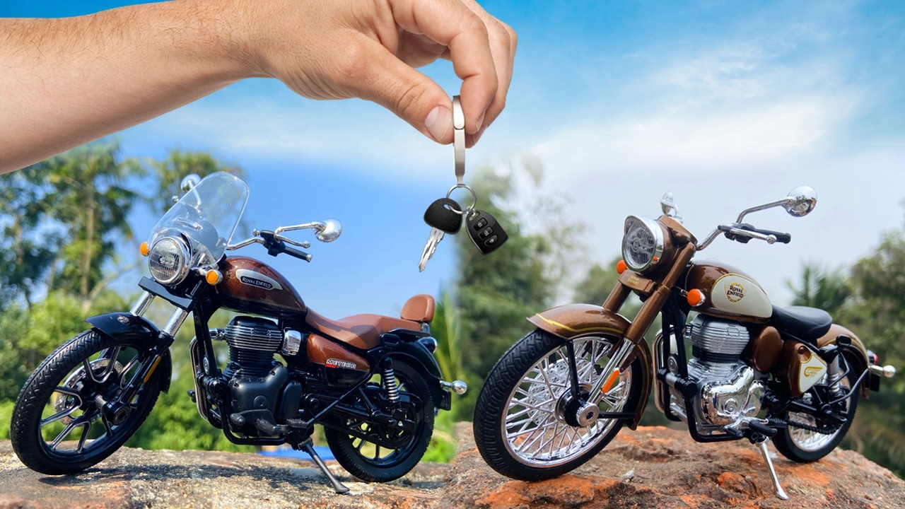 Unboxing of Royal Enfield Meteor 350 Nebula Brown | Classis 350 Medallion Bronze | Scale 1:12 🤩 ⚡