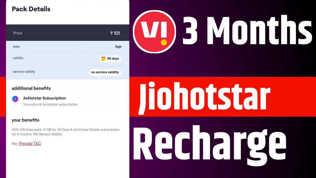 Vi 3 Month Jiohotstar Subscription Plan ₹101 All Details 🔥 | Vodafone Idea Plan