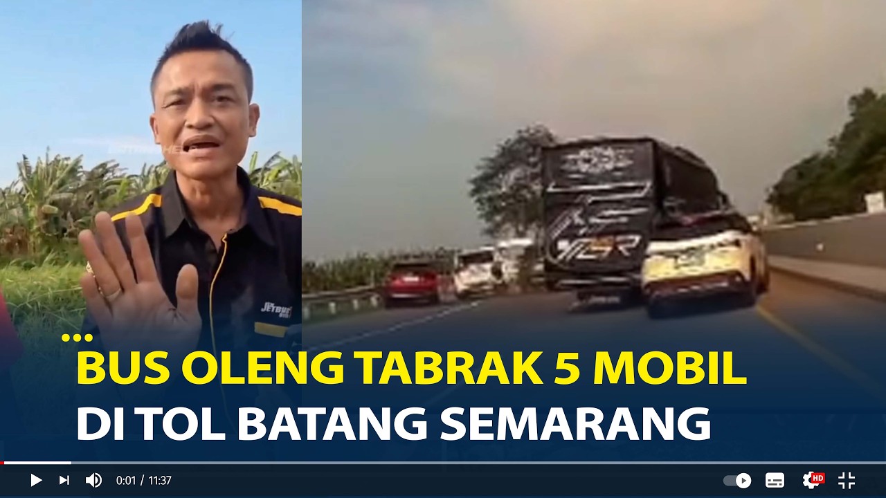 Detik detik Bus PO Haryanto Oleng Tabrak 5 Mobil di Tol Batang Semarang