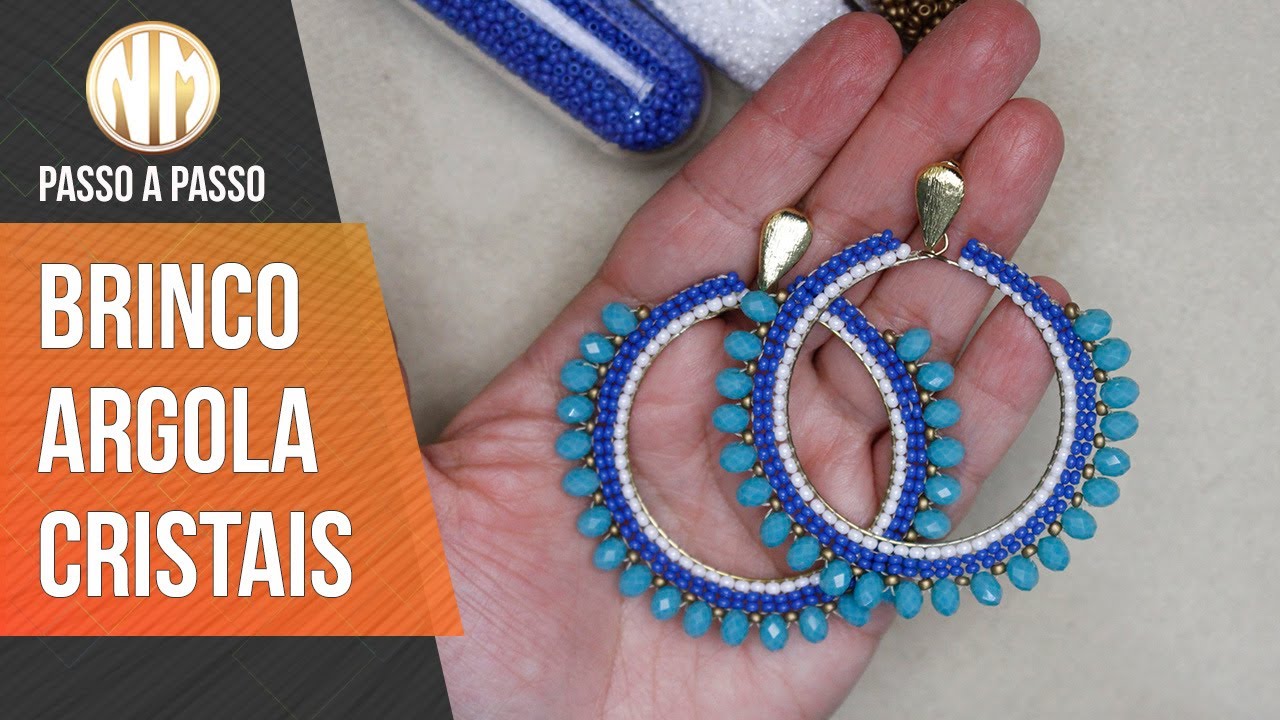 Brinco Argola e Cristais - passo a passo