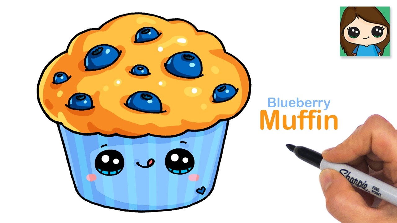 How to Draw a Blueberry Muffin 🫐 Cute Food Art
