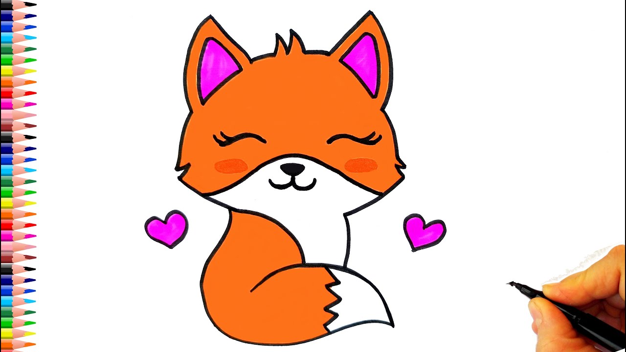 Очень простой рисунок милой лисы 🦊 Как нарисовать лису? - Легкие рисунки - Как нарисовать лису