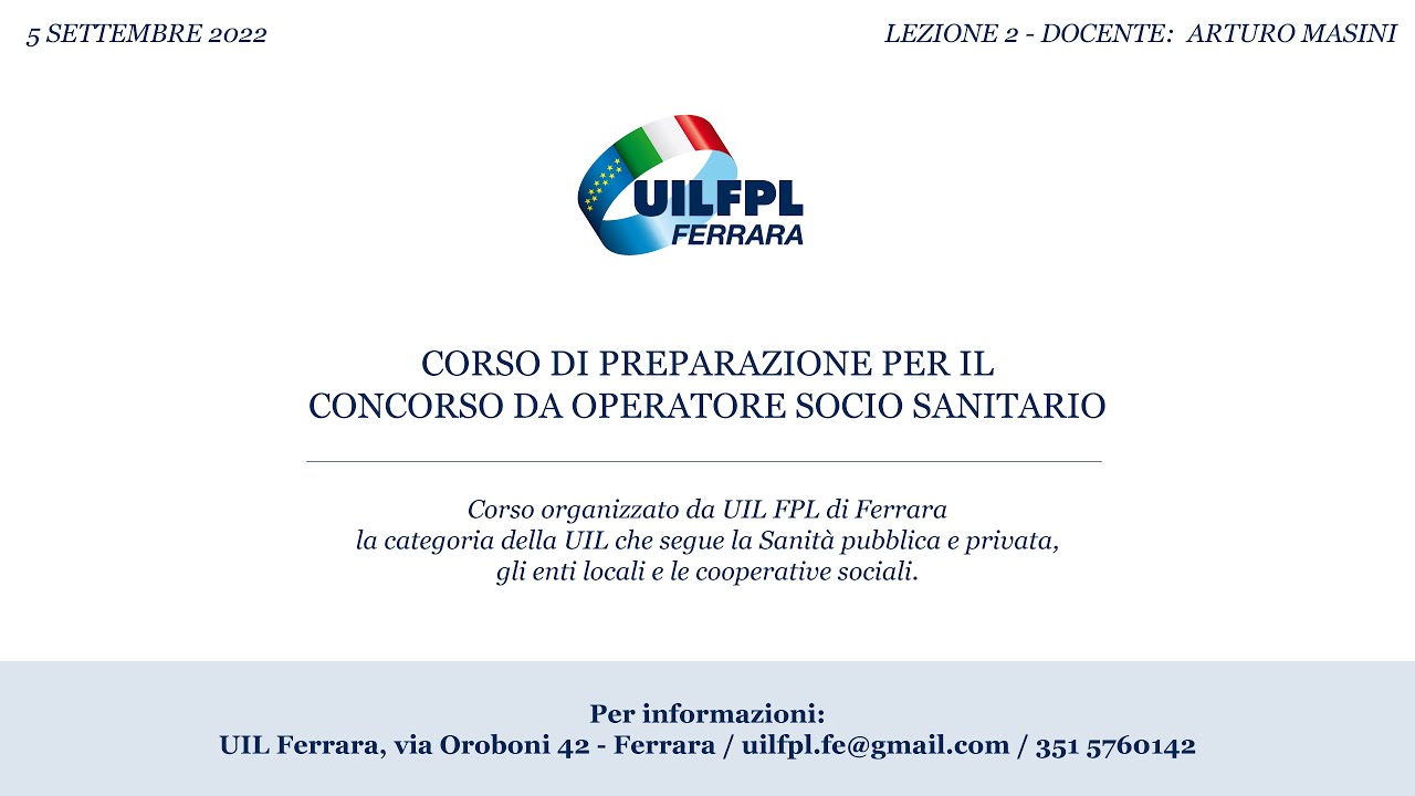 CORSO DI PREPARAZIONE PER IL CONCORSO da OPERATORE SOCIO SANITARIO – 5 settembre 2022
