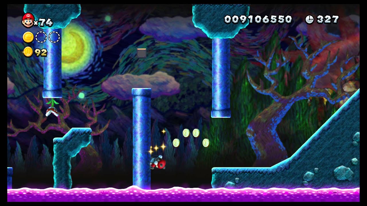 [WiiU] NSMBU Mundo Secreto (Senda Superestrella) Nivel 5 (El misterio de la ciénaga ponzoñosa)