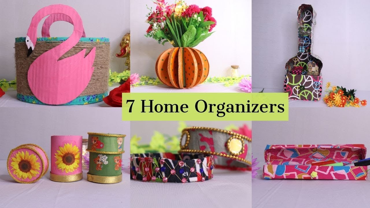 7 Useful DIY Home Organizers Idea made out of Waste Cardboard/Home decors By Aloha Crafts