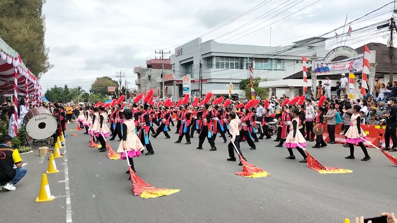 Marching Band SD Sint Yoseph Kabanjahe live display memeriahkan HUT RI Ke-77, Kabanjahe, Kab. Karo