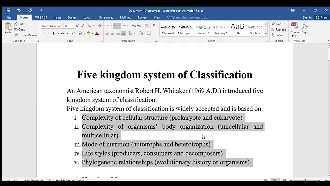 5  Five Kingdom system of classfication