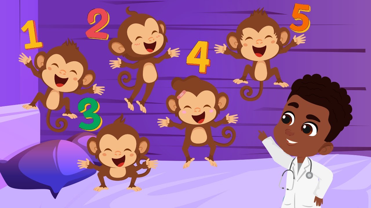 Five Little Monkeys Jumping On The Bed - Kid Songs by Tasha's Adventures
