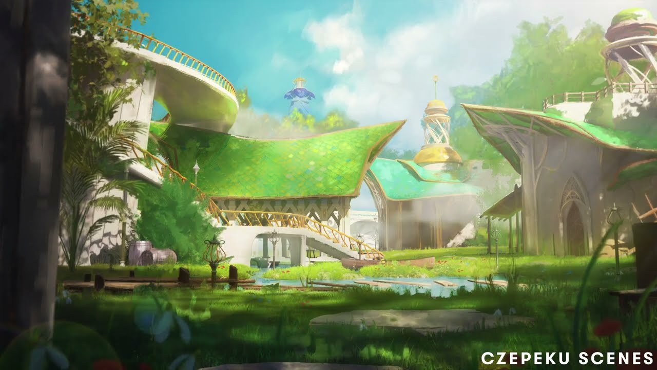 Elven City Centre - Animated Scene - Czepeku