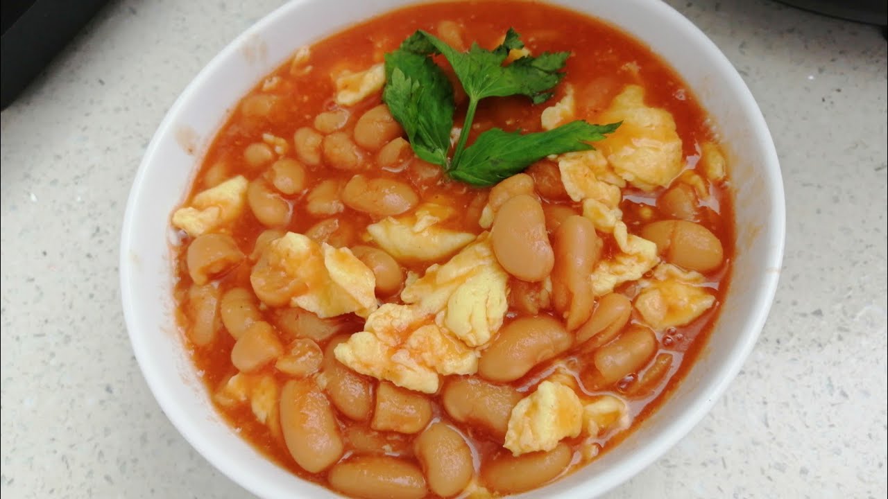 Baked Bean with Egg Recipe   (Egg Recipe) 番茄豆炒蛋