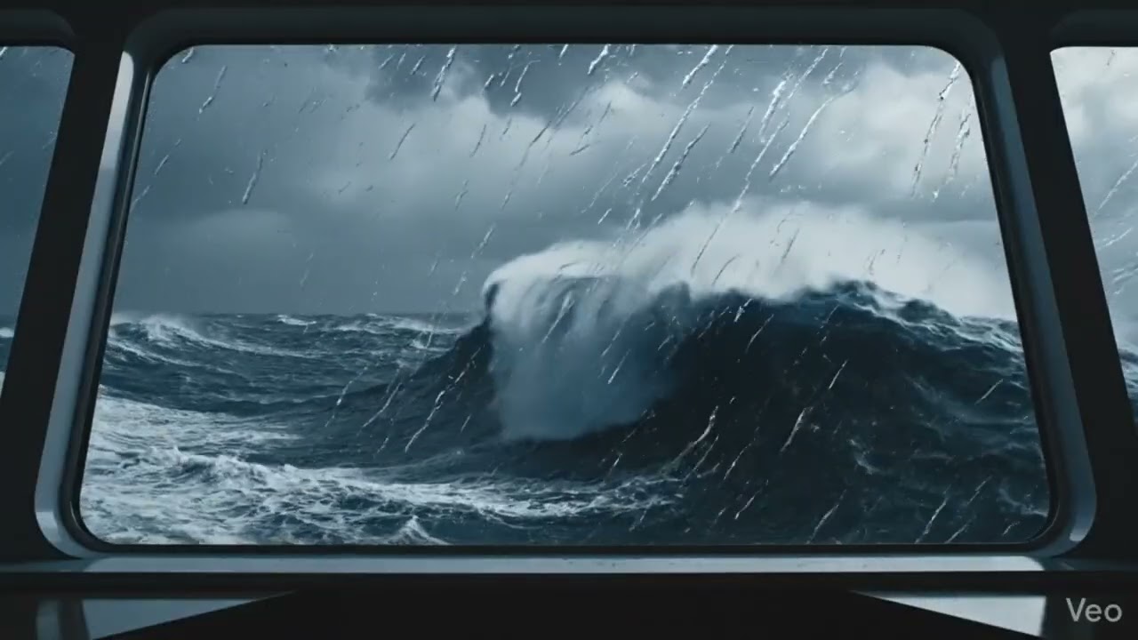 Powerful Ocean Storm 🌊 Ship & Massive Waves for Relaxation