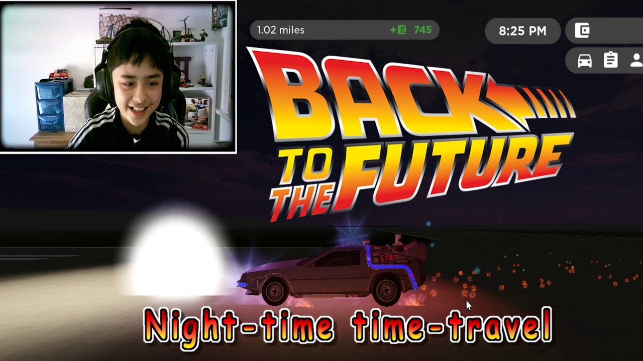 Time Travel in Greenville at night with the Back to the Future Delorean