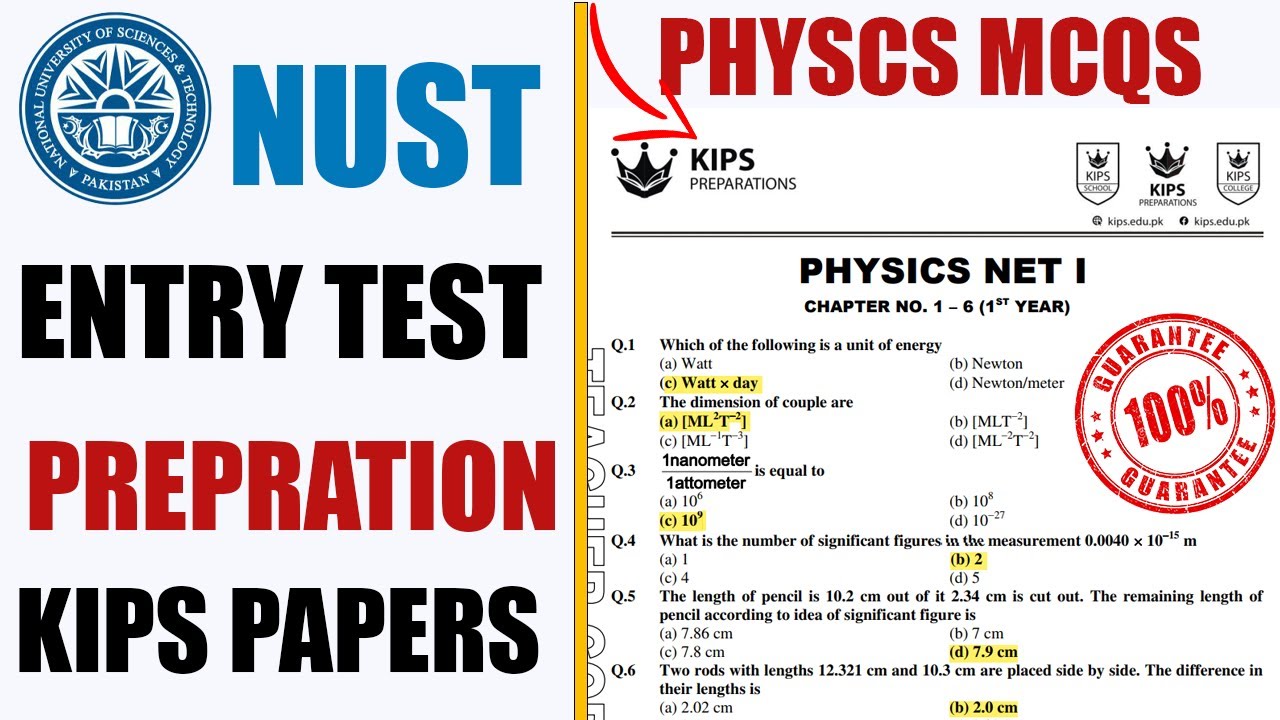NUST Entry Test Prepration | NET Kips Notes