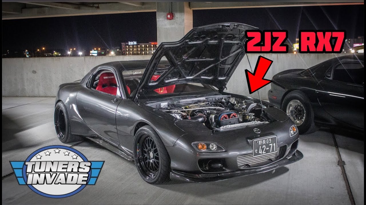 TUNERS INVADE PARKING GARAGE CAR MEET | TWO 2JZ SWAPPED RX7'S, 3 R34 SKYLINE'S + MORE | C.F.RACING