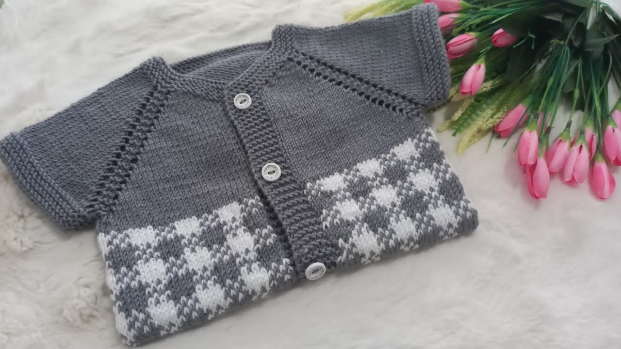 ✅️🍀İki Renkli Yakadan Başlama Ekose Yelek Modeli ✅️🍀1-3 Yaş Dikişsiz Bebek Yeleği ✅️knitting pattern