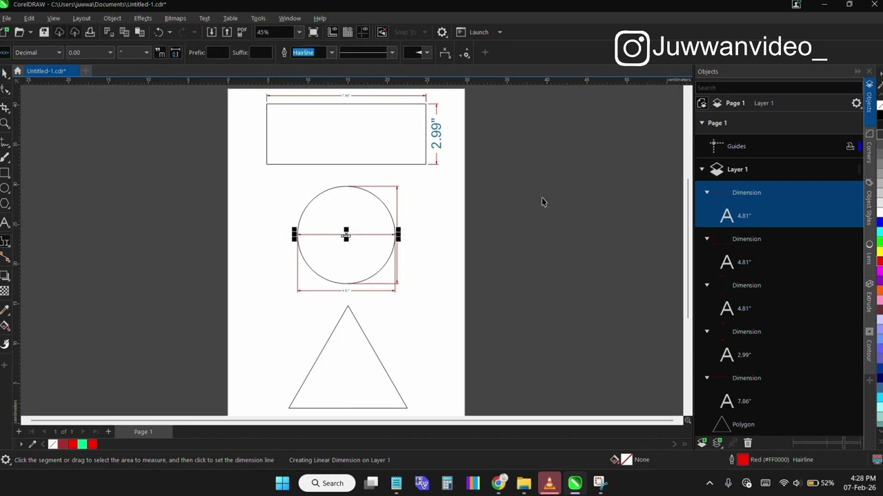 Dimension tool - CorelDraw