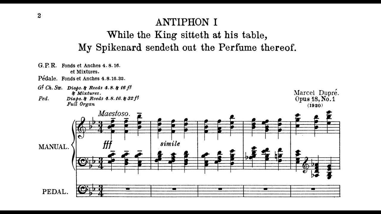 Marcel Dupré - Vêpres du Commun des Fêtes de la Sainte Vierge - Op.18 (Score Video)