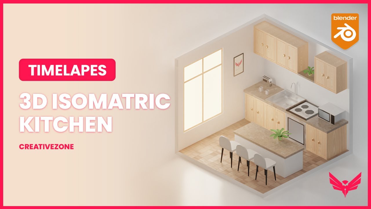 Creating an Isometric Kitchen in Blender | Timelapse | Creative Zone