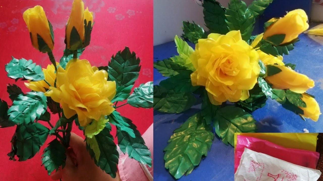 Cách làm hoa hồng bằng túi nhựa siêu dễ / How to make roses with plastic bags is super easy
