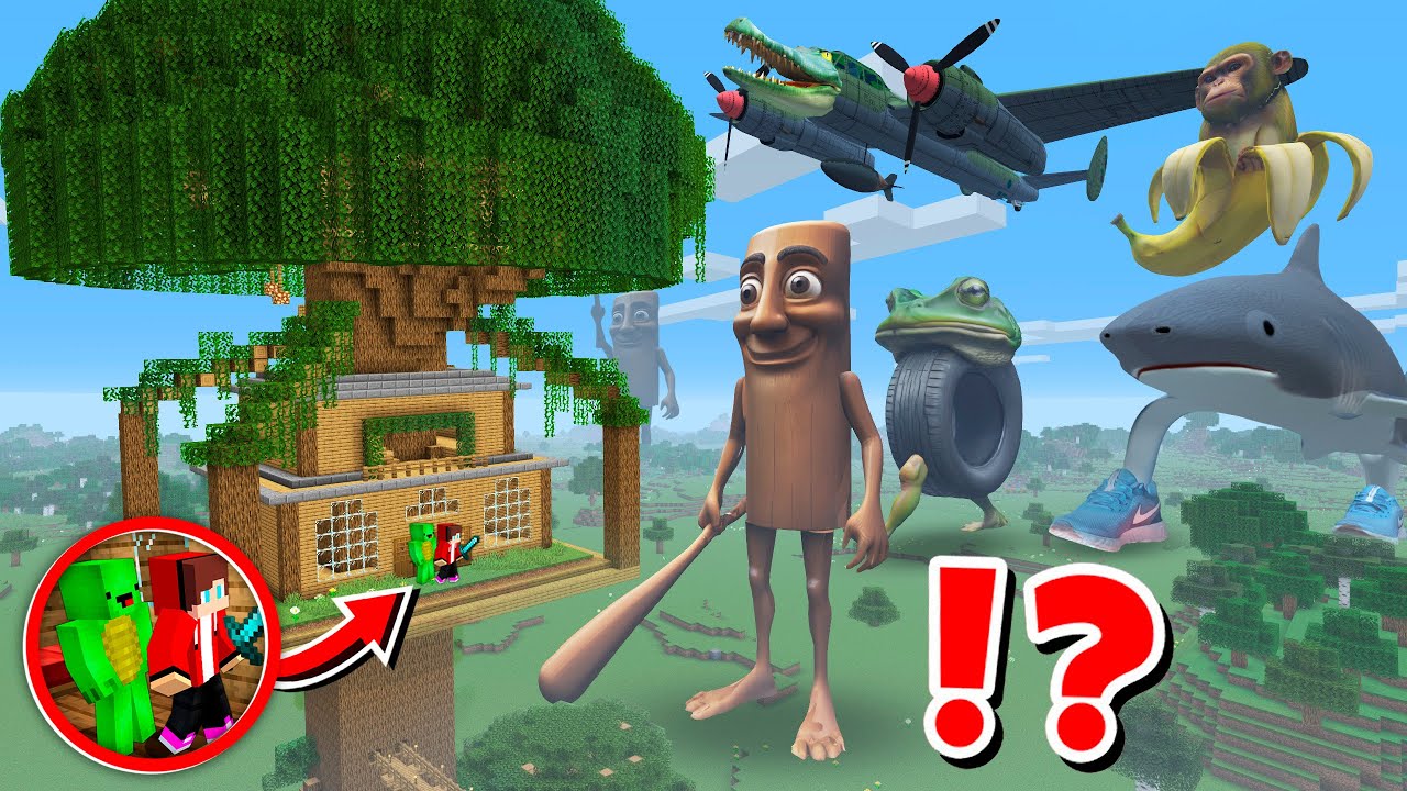 JJ and Mikey BIGGEST TREE HOUSE vs ITALIAN BRAINROT ! BRAINROT CHALLENGE in Minecraft - Maizen